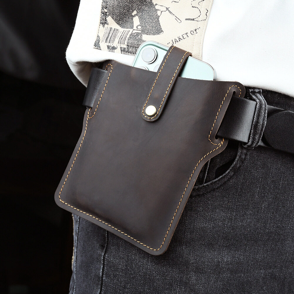 Leatherwork Fasteners - Bumbag Crazy Horse Leather Retro Phone