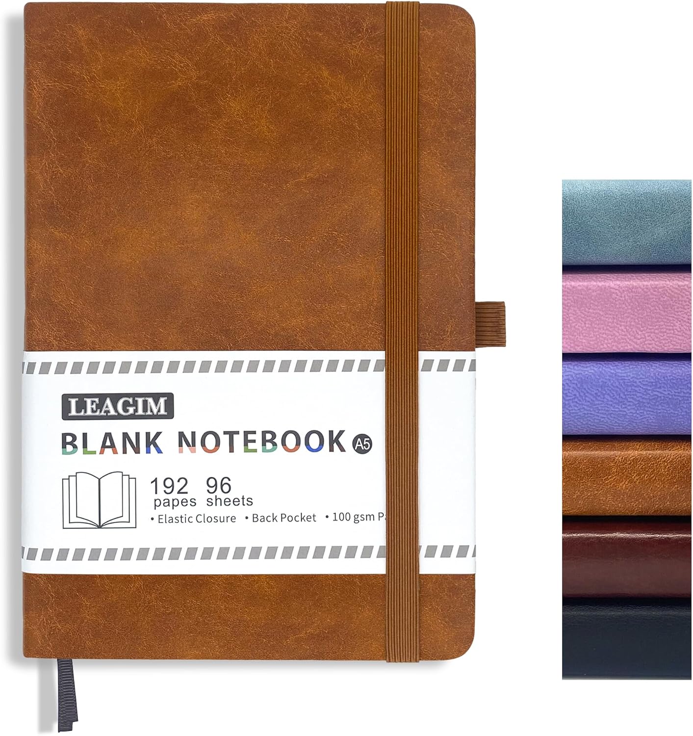 Leatherwork Books - A5 Blank Journal Notebook, 192 Pages