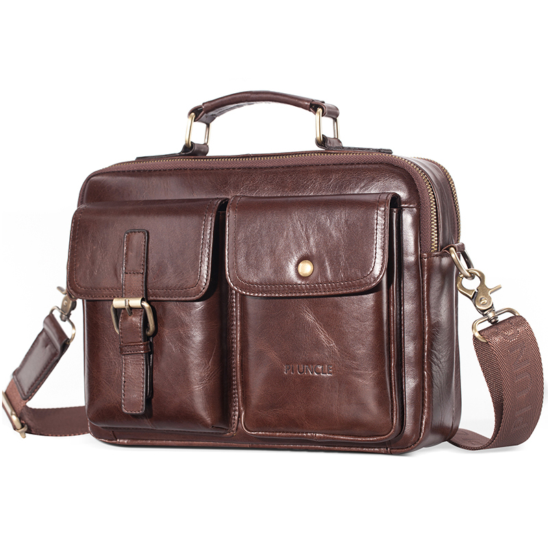 Leather Work Handbag - Men's Genuine Leather Shoulder Bag Fashion