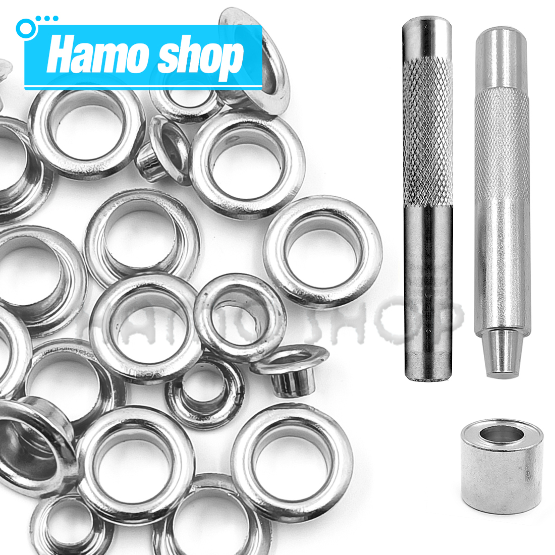 Leatherwork Eyelets - 50set Silver Colors Metal Eyelet Grommets