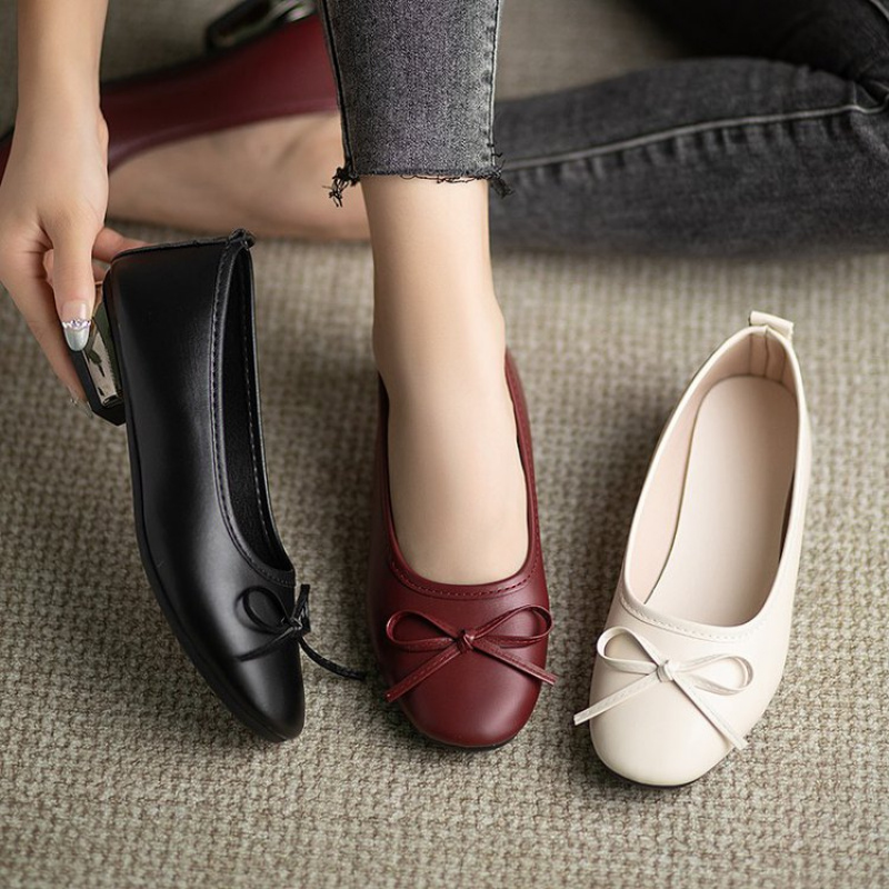 For Leather Work - Elegant Bowknot Flat Shoes for Women,