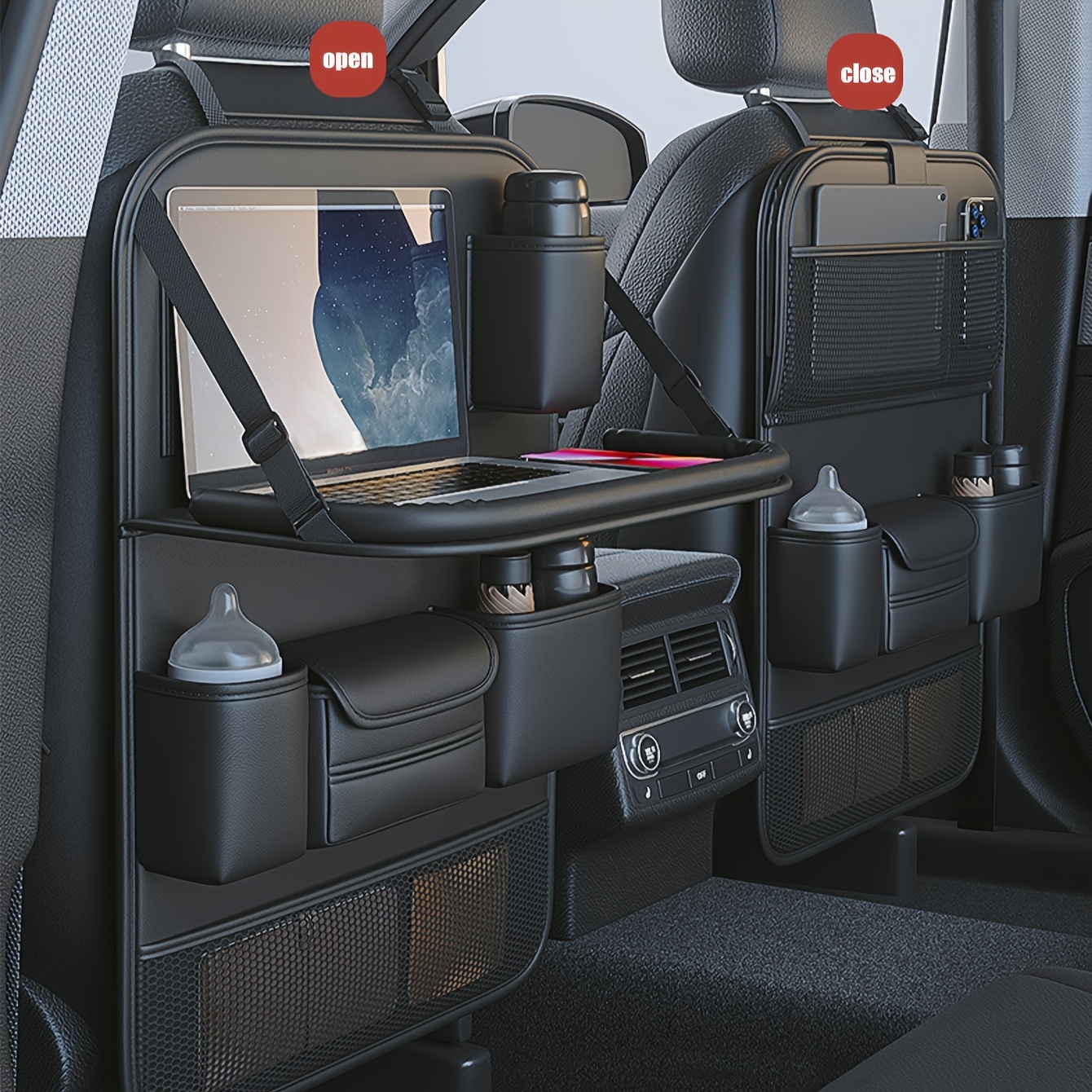 Leather Workbench - Multi-Pocket Car Seat Back Storage Bag