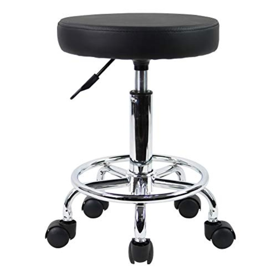For Leather Work - PU Leather Round Rolling Stool with