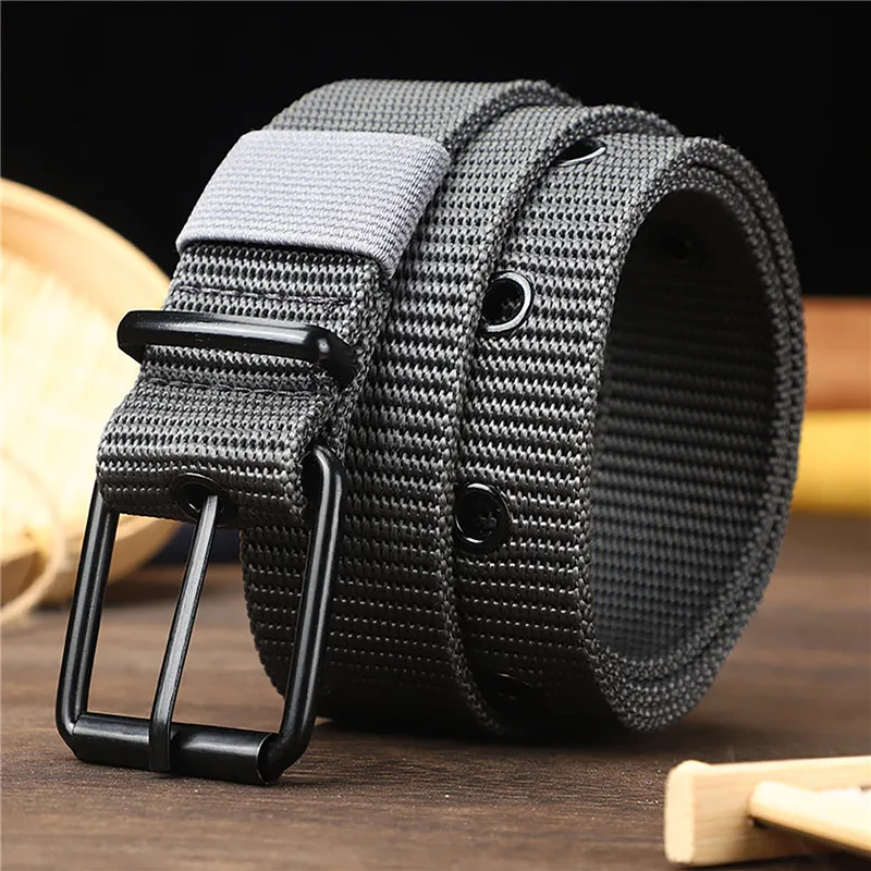 New Men Belt Porous Canvas Pin - Leatherwork Eyelets recension och pris