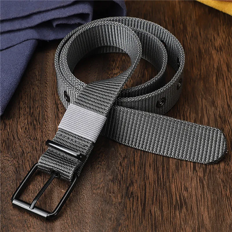 New Men Belt Porous Canvas Pin - Leatherwork Eyelets recension och pris