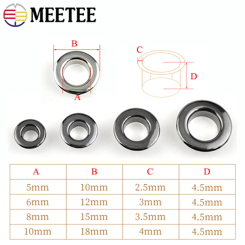100Sets Meetee 4-10mm 3Colors  - Leatherwork Eyelets recension och pris