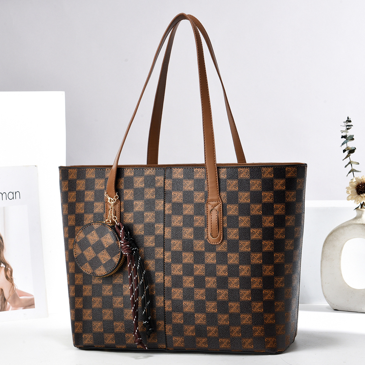 Tote Bags PU Leather Purses an - Leather Work Handbag recension och pris