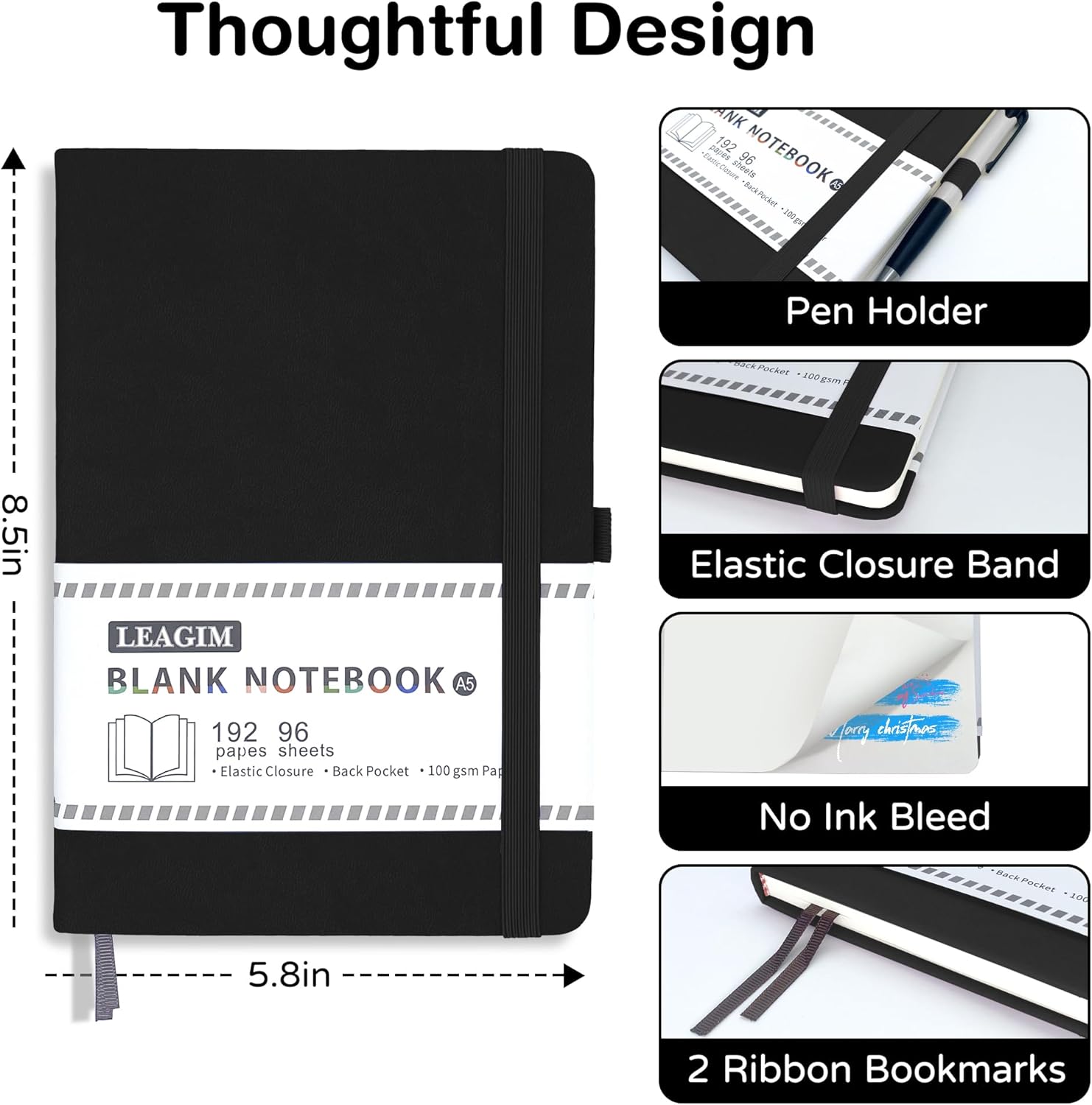 Blank Journal Notebook A5 192  - Leatherwork Books recension och pris