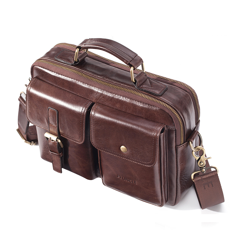 Men's Genuine Leather Shoulder - Leather Work Handbag recension och pris