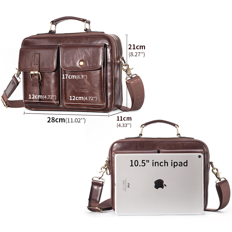 Men's Genuine Leather Shoulder - Leather Work Handbag recension och pris