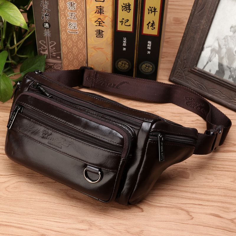 Men Waist Fanny Bags Sling Che - Leatherwork Fasteners recension och pris