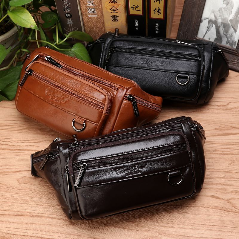 Men Waist Fanny Bags Sling Che - Leatherwork Fasteners recension och pris