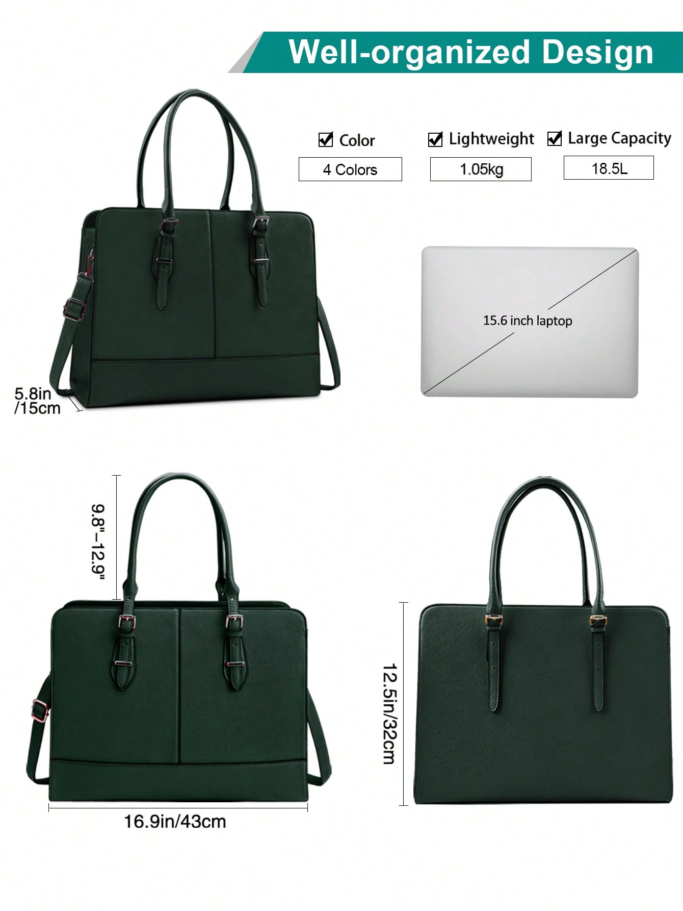 15.6 Inch Leather Laptop Tote  - Leather Work Handbags For Women recension och pris