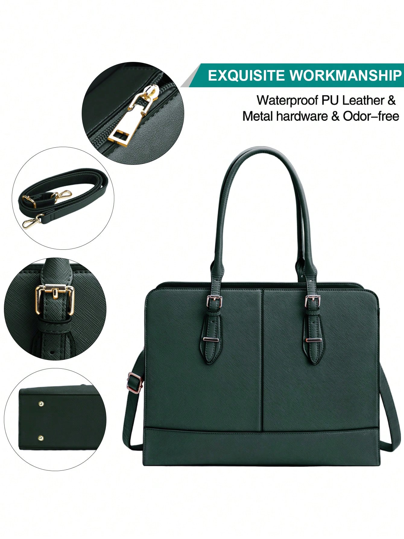 15.6 Inch Leather Laptop Tote  - Leather Work Handbags For Women recension och pris