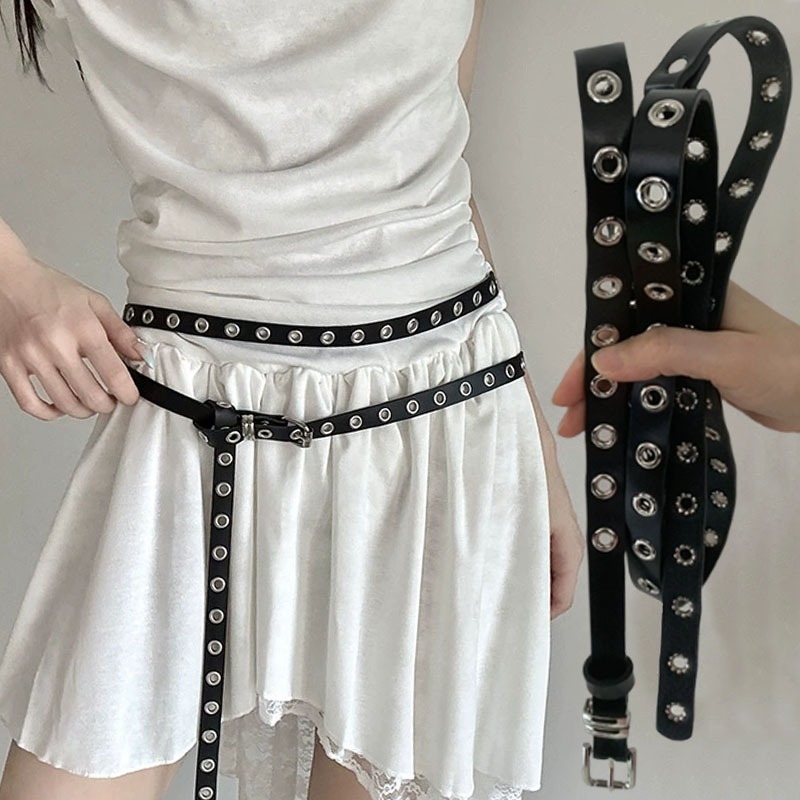 Punk Double Loop Thin Belt Ret - Leatherwork Eyelets recension och pris