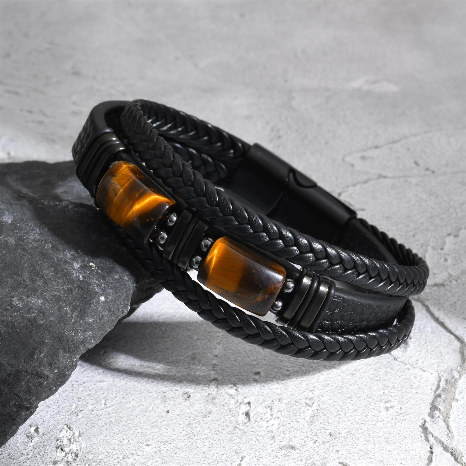 Men Braided Leather Bangle Tig - Leatherwork Jewelry recension och pris
