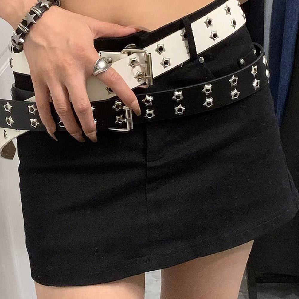 Y2K Punk Rivet Leather Belts D - Leatherwork Eyelets recension och pris