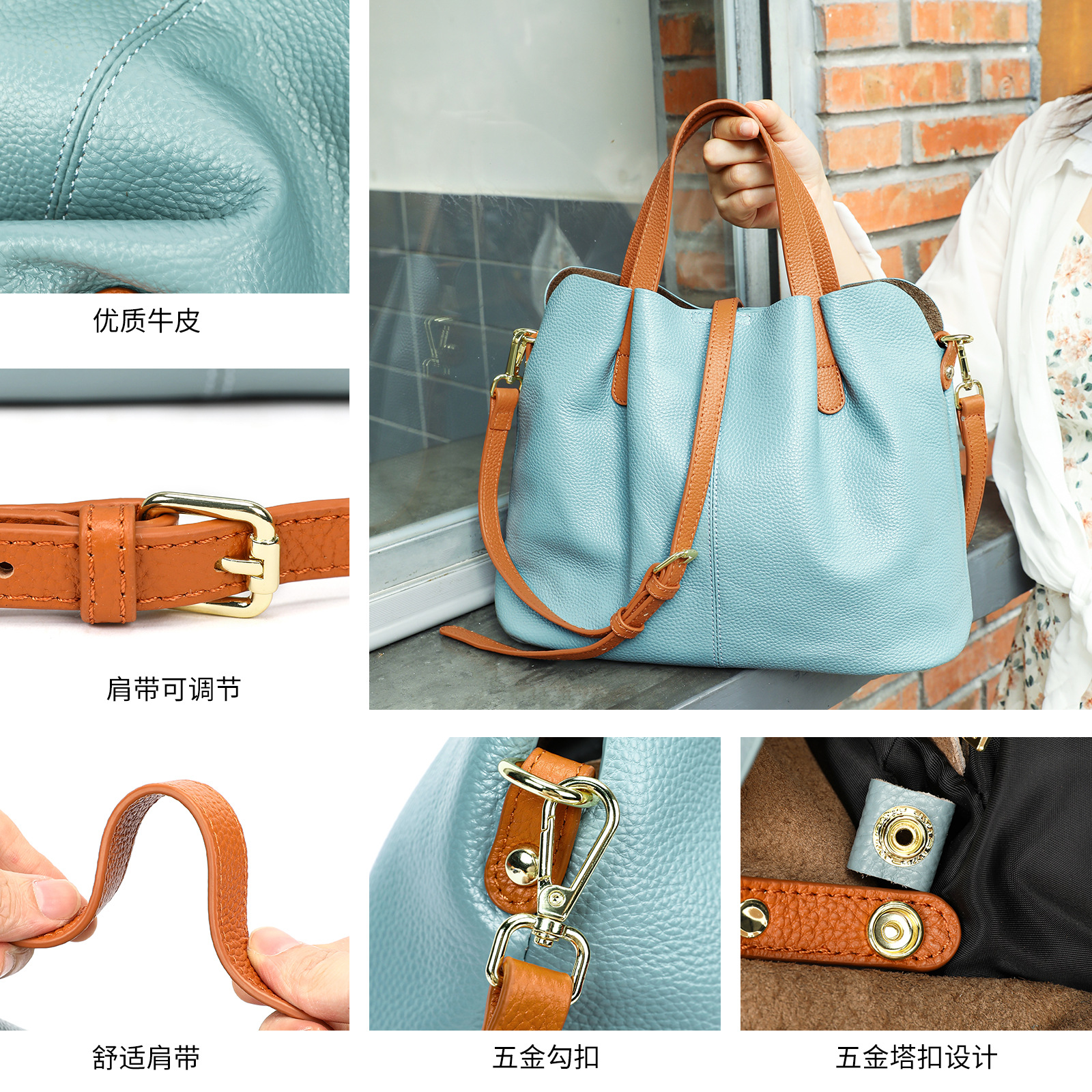 Niche Genuine Cowhide Tote Bag - Leather Work Handbags For Women recension och pris