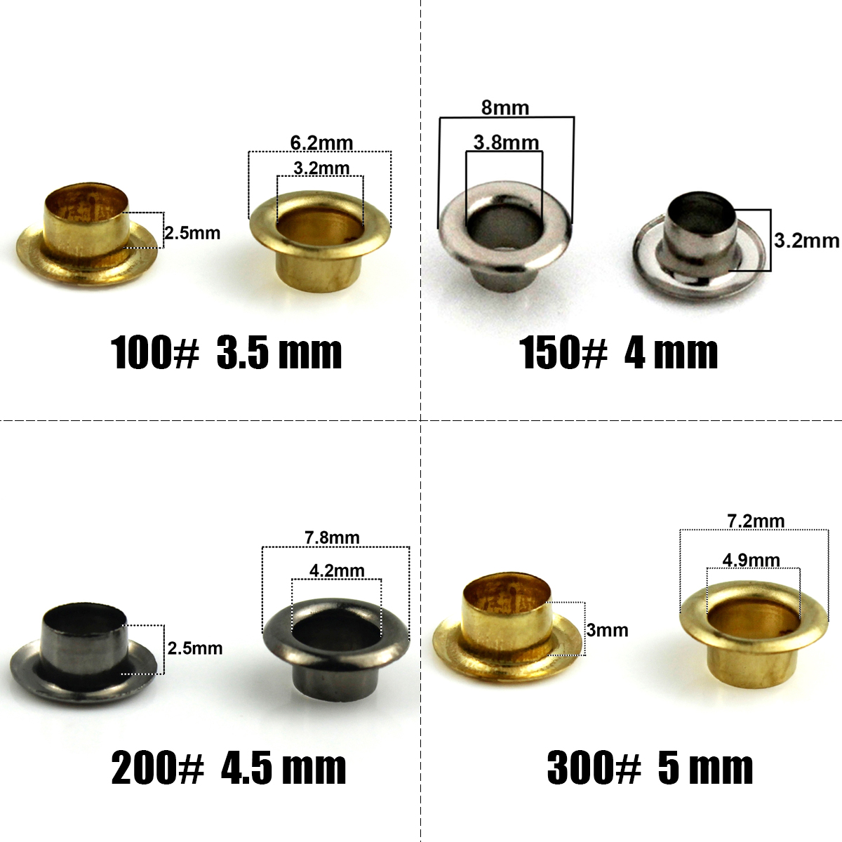 100sets 4mm Brass Eyelet with  - Leatherwork Eyelets recension och pris