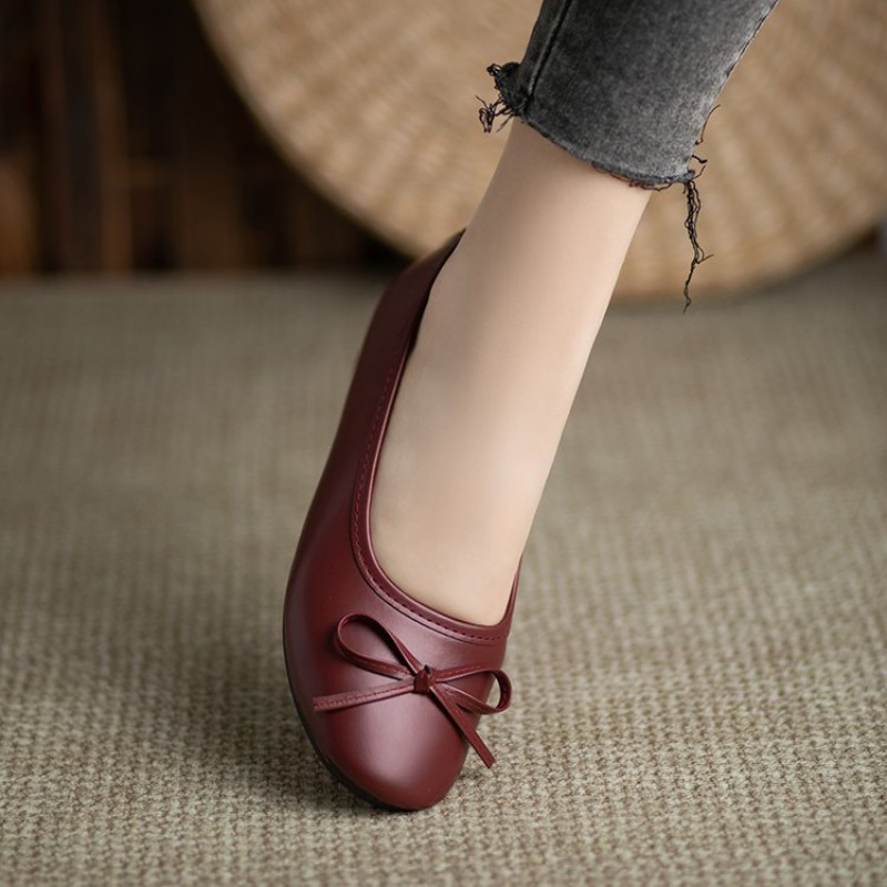 Elegant Bowknot Flat Shoes for - For Leather Work recension och pris
