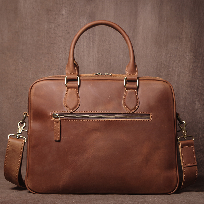 GURO Men Crazy Horse Cowhide B - Leather Work Handbag recension och pris