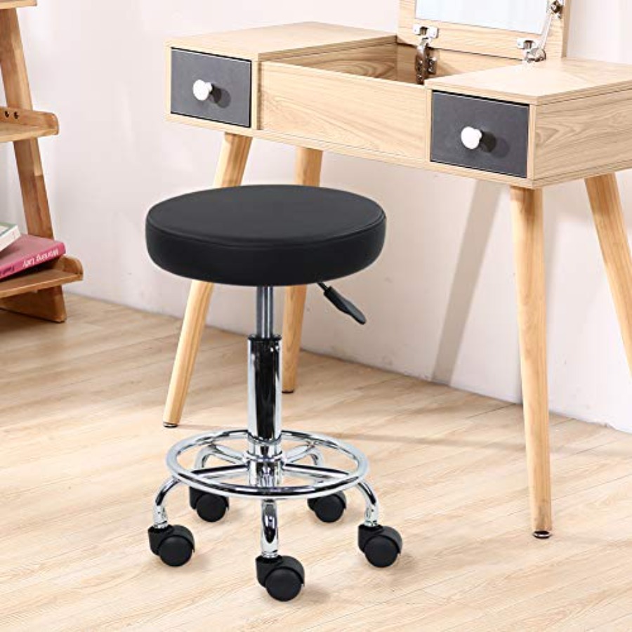 PU Leather Round Rolling Stool - For Leather Work recension och pris