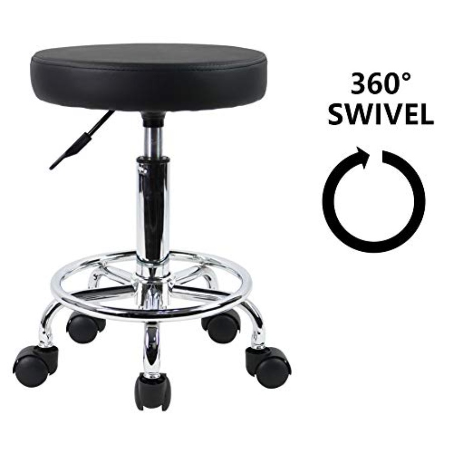 PU Leather Round Rolling Stool - For Leather Work recension och pris
