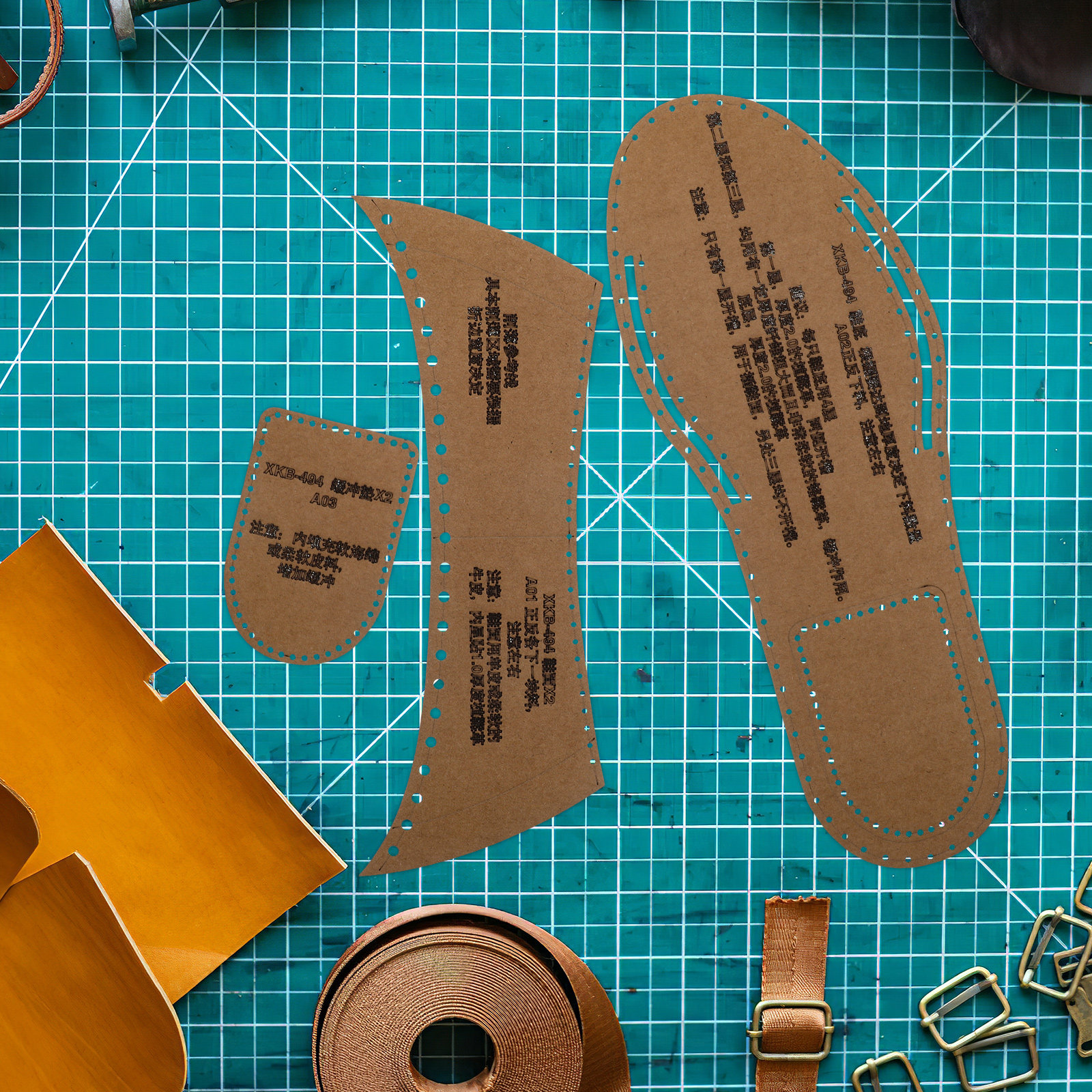 1Set Slipper Pattern Kraft Pap - Leatherwork Templates recension och pris