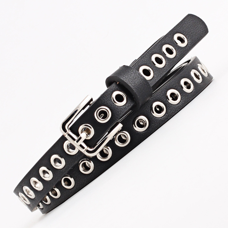 1.4cm Women Trouser Belt Punk  - Leatherwork Eyelets recension och pris
